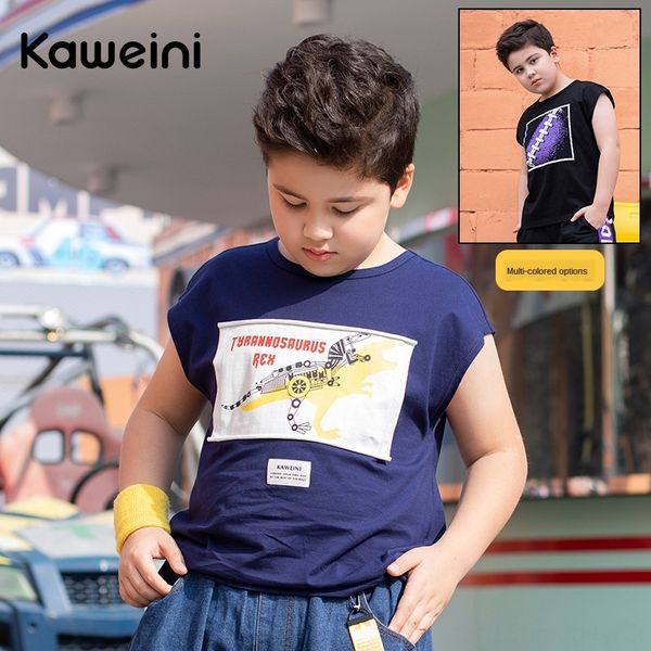 

fat children vest 2020 children's vest medium and large children plus plus size loose boys sports sleeveless pure cotton, Blue