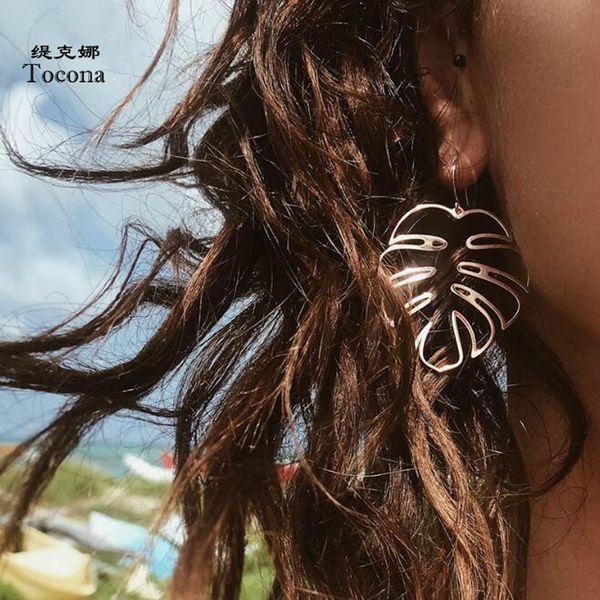 

bohemian geometric rose gold silver color leaf drop earring dangle earrings women fashion jewelry accessories 3236, Golden
