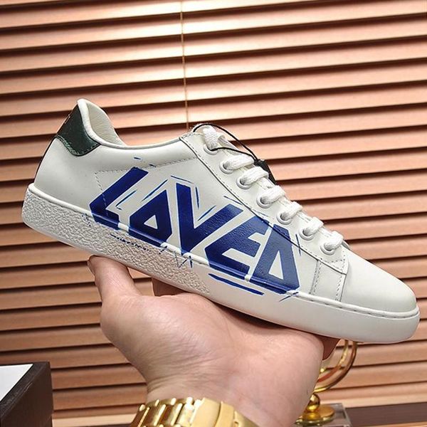 

men 's ace sneaker with loved print mens shoes fashion design leather type comfortable shoes lace -up low casual men shoes with or, Black