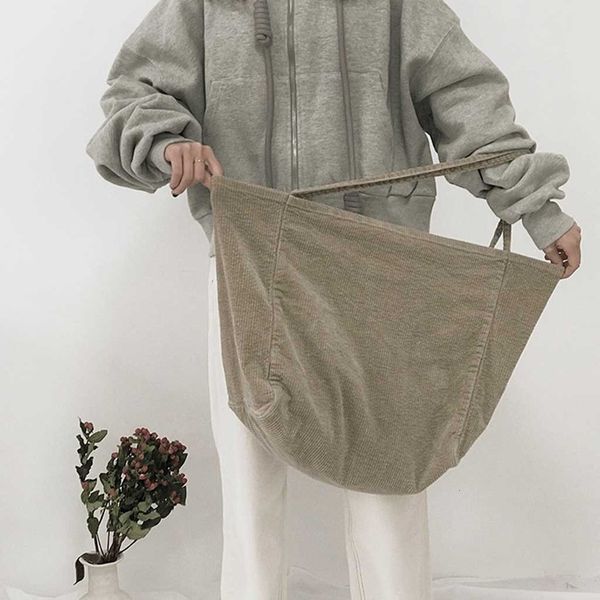 

women corduroy plain canvas tote handbag female cloth large capacity tote young ladies casual shopping bag girls reusable bag e3