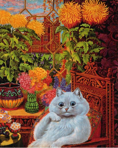 

louis wain psychedelic flower cat painting albert hoffman wall decor handcrafts /hd print oil painting on canvas wall art canvas 200719