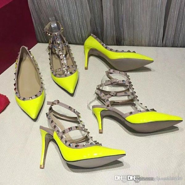 

rivet fashion woman sandals designer leather luxury high heeled shoes banquet party beach wedding shoes slingback pumps sandals size 42, Black