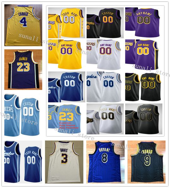 

printed men 23 james anthony 3 davis danny 14 green kentavious 1 caldwell-pope jerseys basketball shirts yellow purple white, Black;red