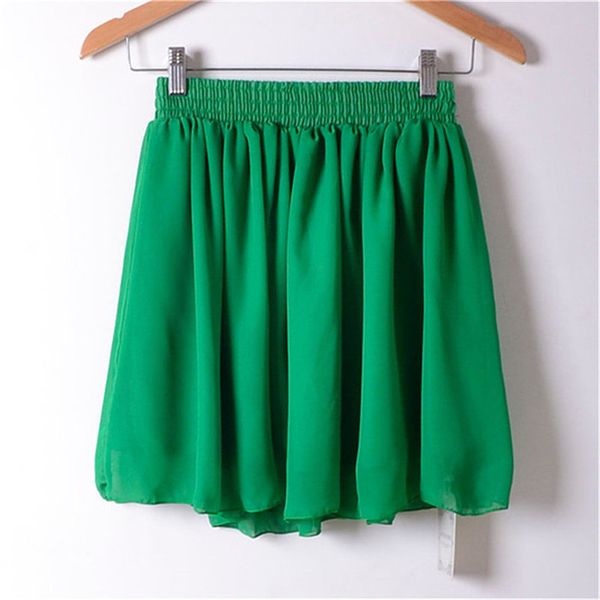

summer short chiffon skirt 2020 casual high waist double deck pleated mini short skirt party club green skirts, Black