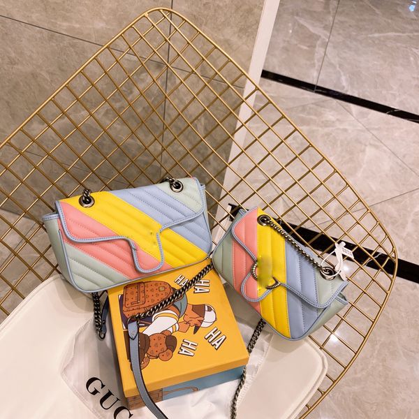 

ts 2020 письмо металла crossbody сумка женщины дамы сумки на ремне, моды старший уличная мода повседневная радуга сумки кошельки tsysbb544