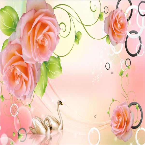 

custom wallpaper for walls 3 d for living room romantic rose wallpapers tv background wall decoration painting