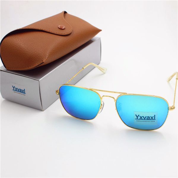 

new fashion square sunglasses metal frame green mirror lens lenses protection eye, White;black