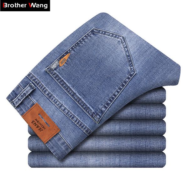 

2020 summer new men's gray blue thin jeans classic style fashion casual stretch slim denim trousers male brand pants