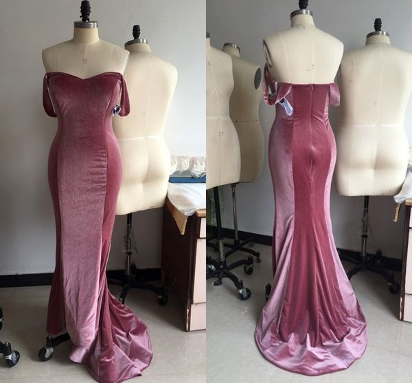 Gül Pembe Kadife nedime elbiseler Mermaid Sweetheart Plus Size Gelinlik Misafir elbiseler de telli turna d'honneur Prom Akşam Elbise