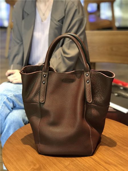 

hand-designed handles file bag, shoulder and black female bag 100% leather simple casualinvage casual piece real ladies t200727