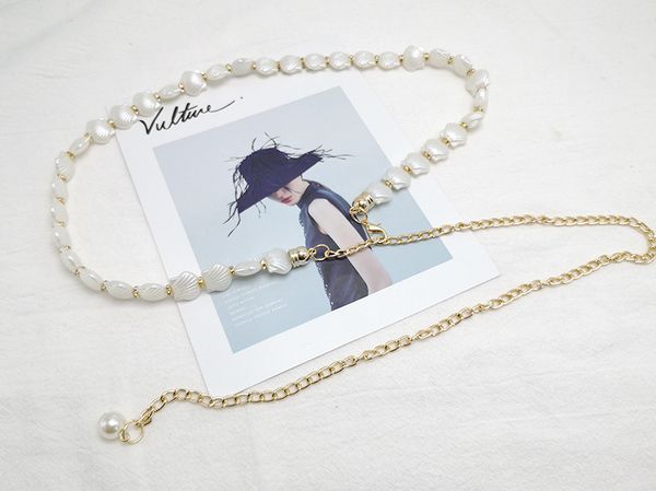 

new shell-shaped thin waist chain women's white korean style all-match decorative dress belt simple sweater fashion, Black;brown