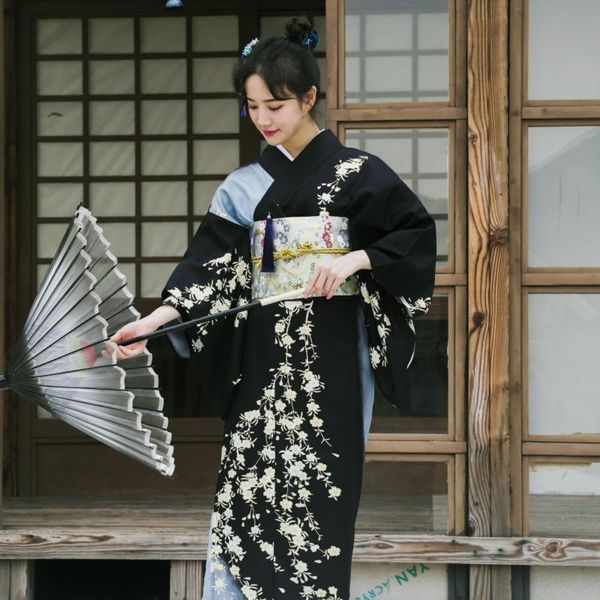 

women traditional japanese kimono floral print long kimono geisha yukata cosplay costume asian clothings, Red