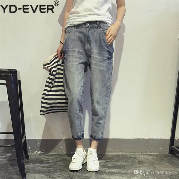 

plus size boyfriend jeans for women denim harem pants loose high waist jeans pants female casual streetwear mom 5xl q1797, Blue
