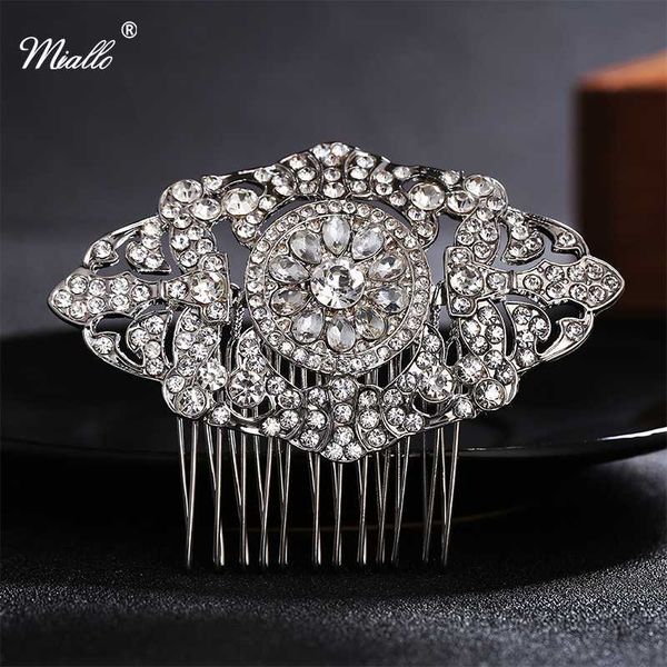

miallo bohemian clear austrian crystal wedding hair accessories bridal hair combs hairpins clips silver color women hairpieces, Golden;silver