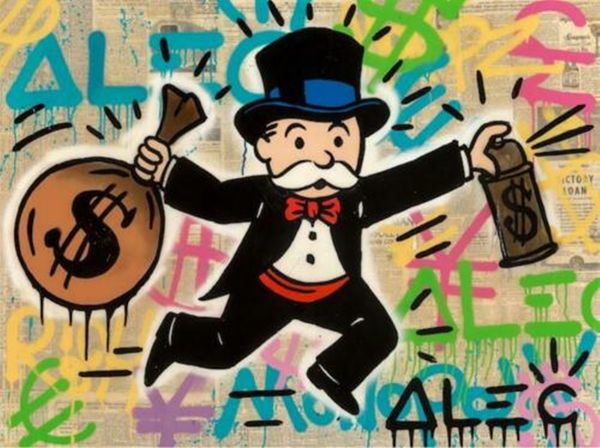 

alec monopoly graffiti art rich man spray home decor handpainted &hd print oil painting on canvas wall art canvas pictures 1239