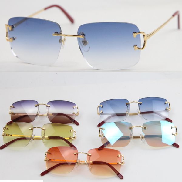 

2020 popular new style rimless sunglasses delicate fashion glasses designer metal sun glasses driving glasses, White;black