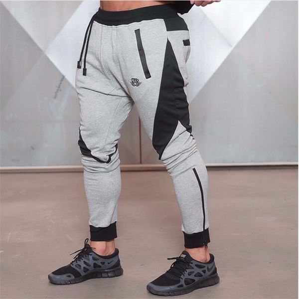 

new gold medal sports fitness pants stretch cotton mens fitness jogging pants body engineers jogger outdoor, Black