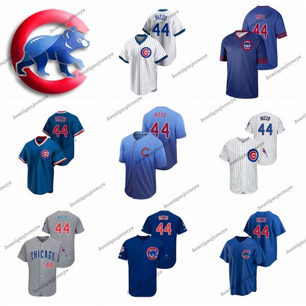 

custom men women kids chicago cubs 44 anthony rizzo 44 tony home black gray white baseball jerseys 01, Blue;black