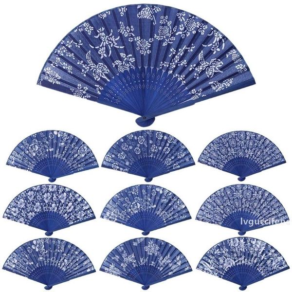 

chinese style summer folding hand fan fabric flower floral wedding party favor gift
