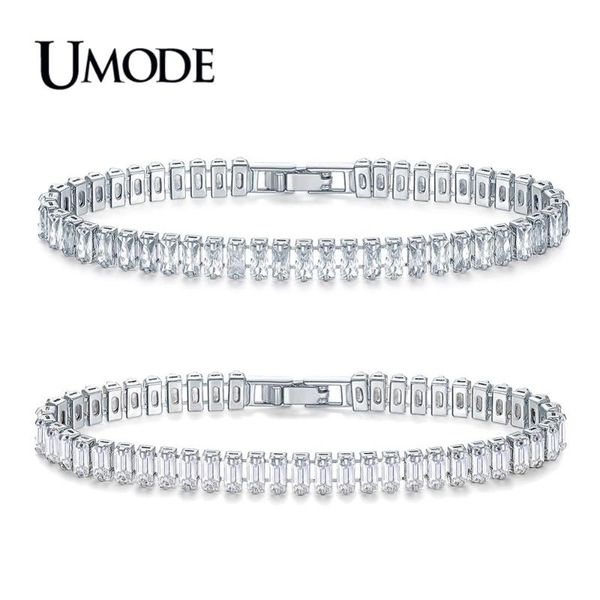 

link, chain umode fashion clear cz crystal tennis bracelets for women men rectangle zircon white gold box jewelry aub0180x, Black