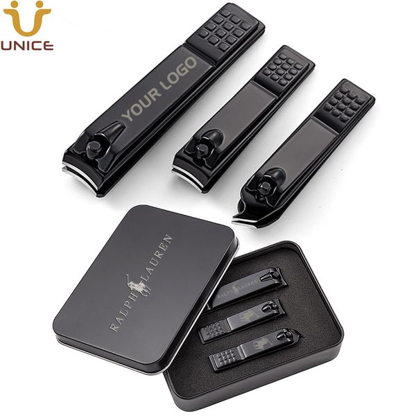 

moq 100 sets oem custom logo nail clipper fingernail tools customized metal toenail clipper with gift tin box for men grooming