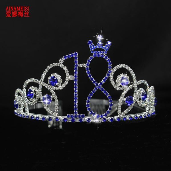 

ainameisi 10/18/ years old birthday tiara princess crown rhinestone hairbands hair accessories girls party crown hair jewelry, Golden;silver