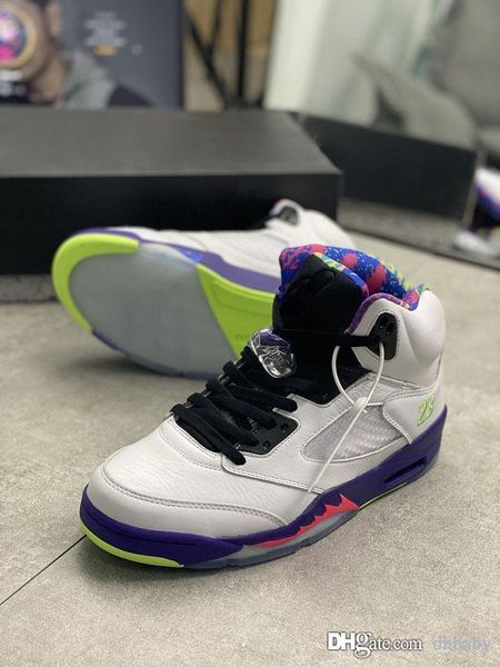 

high air authentic 5 alternate bel-air basketball shoes 5s white retro sneakers court purple-racer pink-ghost green men sports shoes