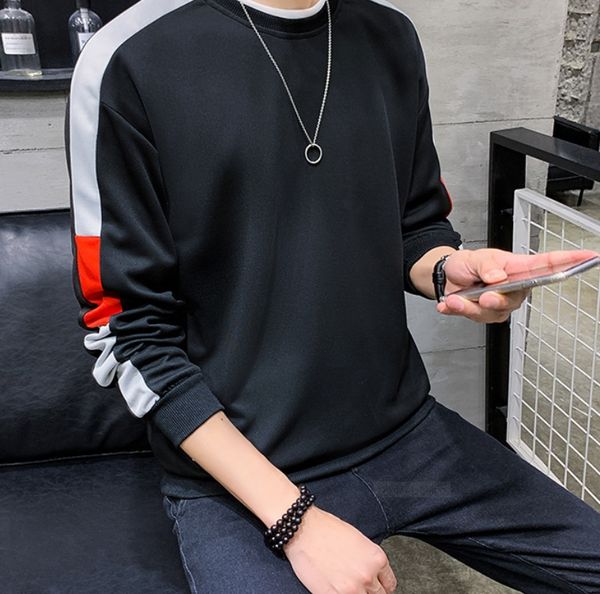 

2020 new men's spring round neck casual cotton long-sleeved men sweatshirts 251607, Black