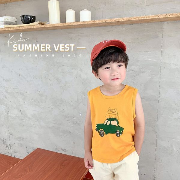 

lfoyb мальчики летом носить жилет t-рубашка 2020 летнего тонкого корейского стиль западного стиль рукавов top одежды детского верхние 3 млад, Blue