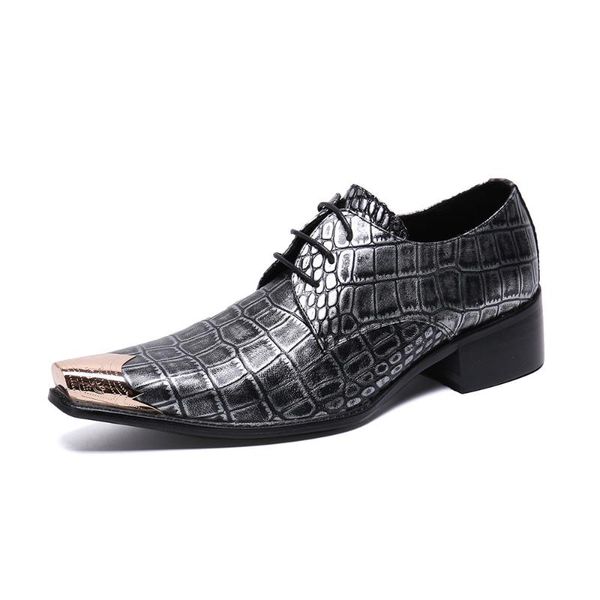 

caesar2020 fashion autumn korean style youth raised formal wear business men's british pointed casual leather shoes, Black
