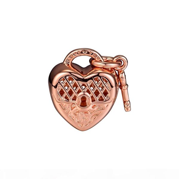 

2018 autumn 925 sterling silver jewelry love you lock rose gold charm beads fits bracelets necklace for women jewelry making, Bronze;silver