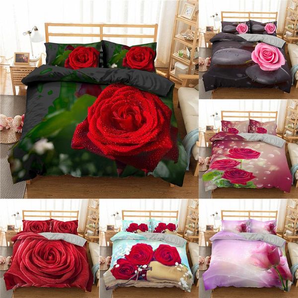 

королева zeimon комплект постельных принадлежностей роскошные 3d цветок розы пододеяльник пододеяльник наволочка обложка твин двухместный од