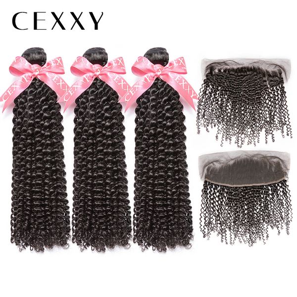 

[cexxy] onecut hair kinky curly 8-30 inch p indian remy hair natural color bundles with frontal human hair weave bundles, Black;brown