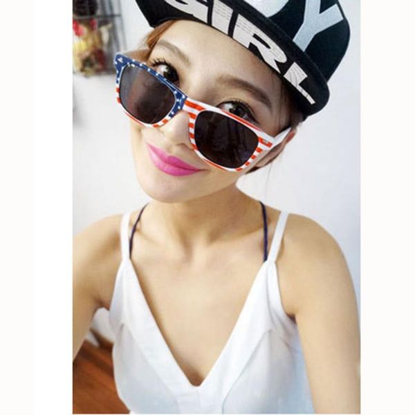 

united states stars stripe round circle cool lady new style vintage uk usa flag sunglasses women, White;black