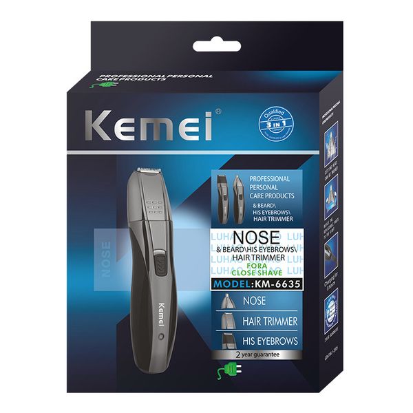 

kemei 6635 3 in 1 hair trimmer rechargeable nose beard ear battery operated hair clippers kemei 6635 casecustom etgsg