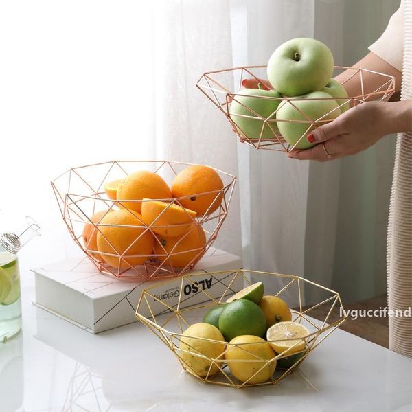 

chic metal table storage basket vogue modern minimalist scandinavian nordic hollow rose gold desk storage basket organizer decor t200602