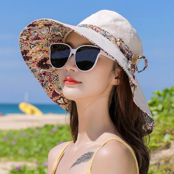 

sun for children summer foldable big edge sunscreen outdoor travel beach korean style fashion hat sun hat, Blue;gray