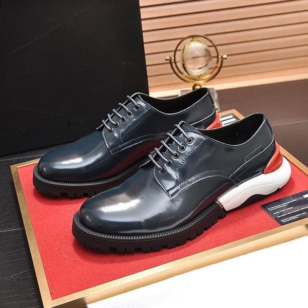 

derby shoes comfortable men 's shoes luxury british style leather breathable round toe thick sole lightweight lace up sneakers drop sh, Black