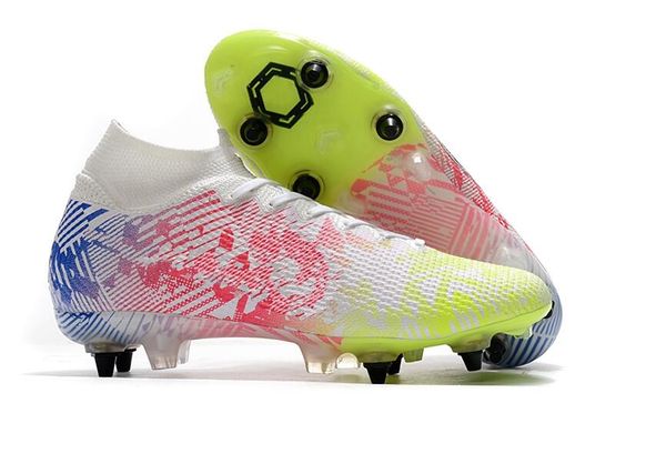 

2020 new electroplating knitted technology waterproof white green red blue leather outdoor shoes vapor 13 elite fg 39-45