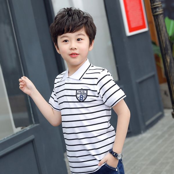 

jbvid kids boys short-sleeved polo shirt children's new baby summer clothest-shirt clothingclothes in the big children lapel t-shirt, Blue