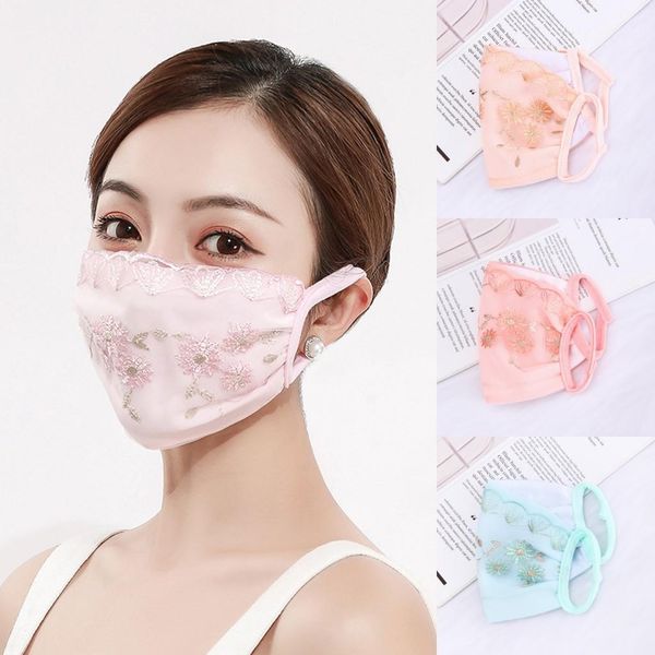 

us stock, fashion designer masks lace cotton mask breathable thin mask outdoor dustproof cycling washable reusable earloop fy0059