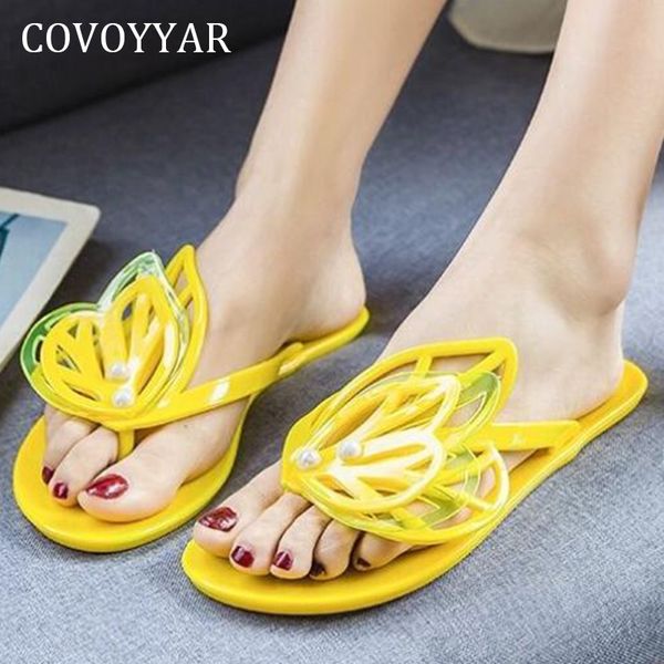 

covoyyar 2020 summer woman slippers home house butterfly slides shoes woman beach flip flops pvc flat casual thong shoes wsl183, Black