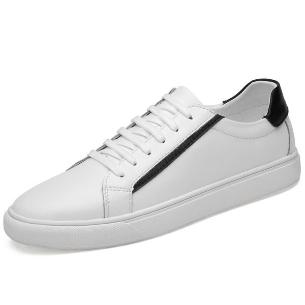 

new popular style men casual shoes lace up men flats shoes genuine leather comfortable hombres zapatos white flats %, Black
