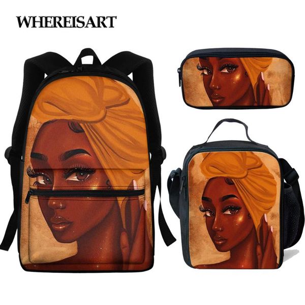 

whereisart дети рюкзак девочки ранцы набор для детей black art африканских девочка печати bagpack toddlle back pack bolso afro
