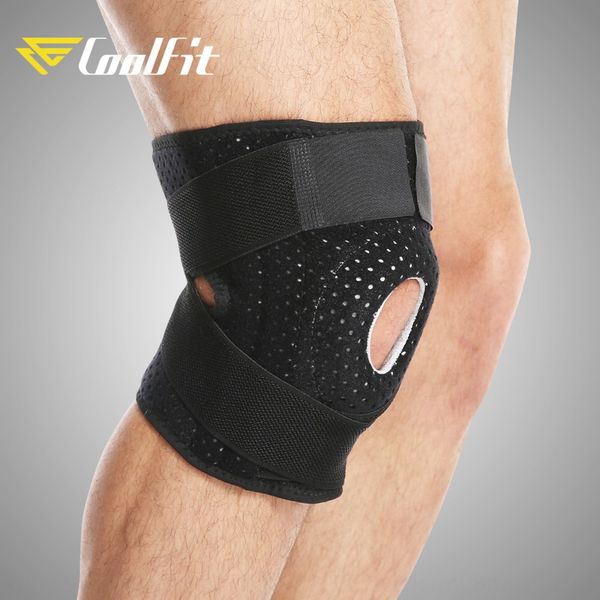 

bdtku elastic sports professional elastic knee pads sports kneepad professional four-sense k four-spring support strap pressure breathable c, Black;gray