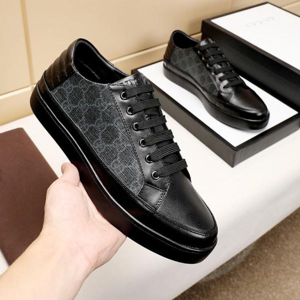 

new arrival mens shoes comfortable autumn and winter shoes fashion classic leather lace -up low luxury men shoes with origin box, Black