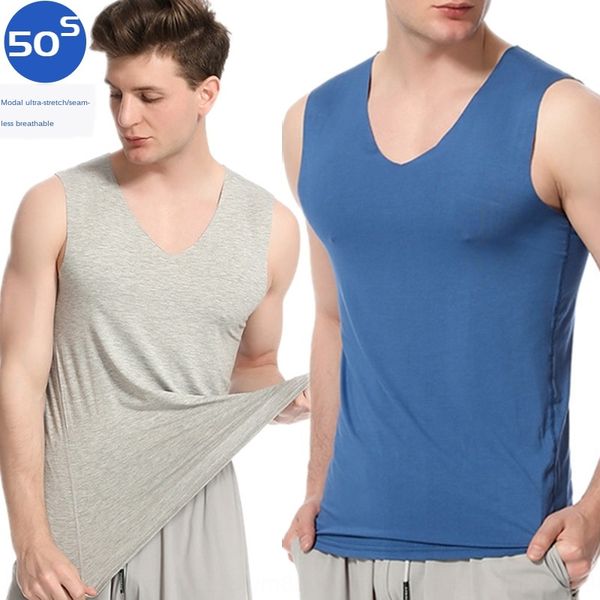 

лето мужской жилет modier хлопок бесшовные базы жилет t- рубашки ice шелковый тонкий спортивный быстросохнущие рукавов футболки барьер, White;black