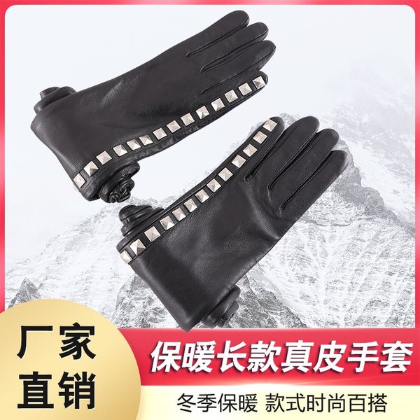 

leather long and casual comfortable warm season fashion gloves customized men's and women's gloves, Black