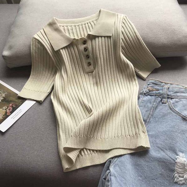 

korean style trendy short-sleeved pullover versatile simple women's fashion new knitwear knitwear casual western style 3.26, White