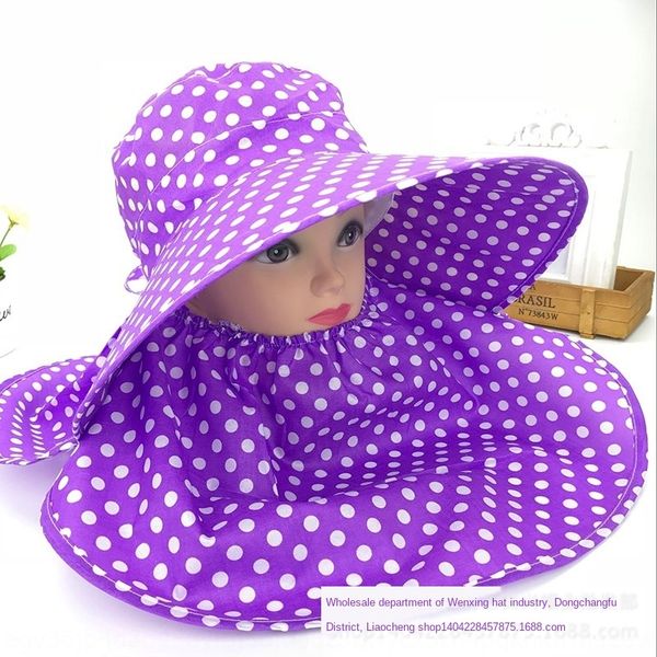 

labor protection workers outdoor riding big edge sunscreen sunshade sunshade face protection neck floral tea picking hat shoulder cap, Blue;gray
